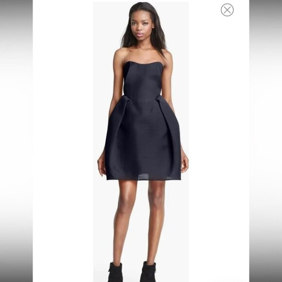 Carven NWT strapless Wool Gazar mini bubble hem dress night blue 36 - Picture 16 of 16